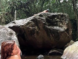 Outdoor fuck at the Rio Pance in Cali Colombia with a stranger jerking off while watching me - Angel Cruz and Celeste Alba