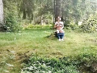 I meet a girl in the woods who masturbates, she sucks me off and I cum on my tits